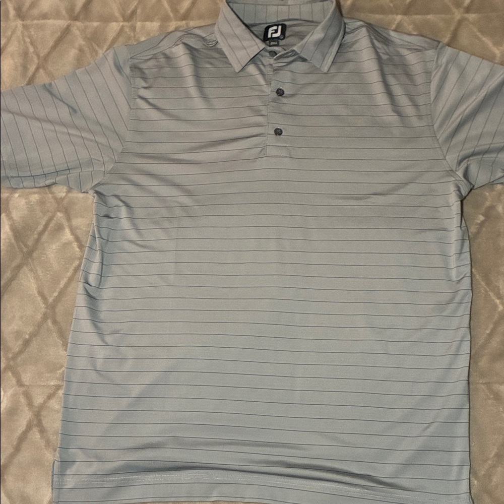 FootJoy Gray Striped Golf Polo Size L